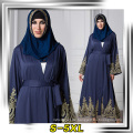 Europäische amerikanische S-5XL beste weiche Polyester Muslim Spitze Blumen Frauen Kleid schwarz Dubai Abaya